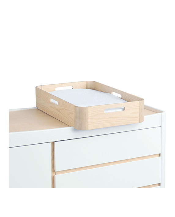 GaiaBaby-ChangingStation-Dresser-NaturalAsh-ScandiWhite-OnDresser